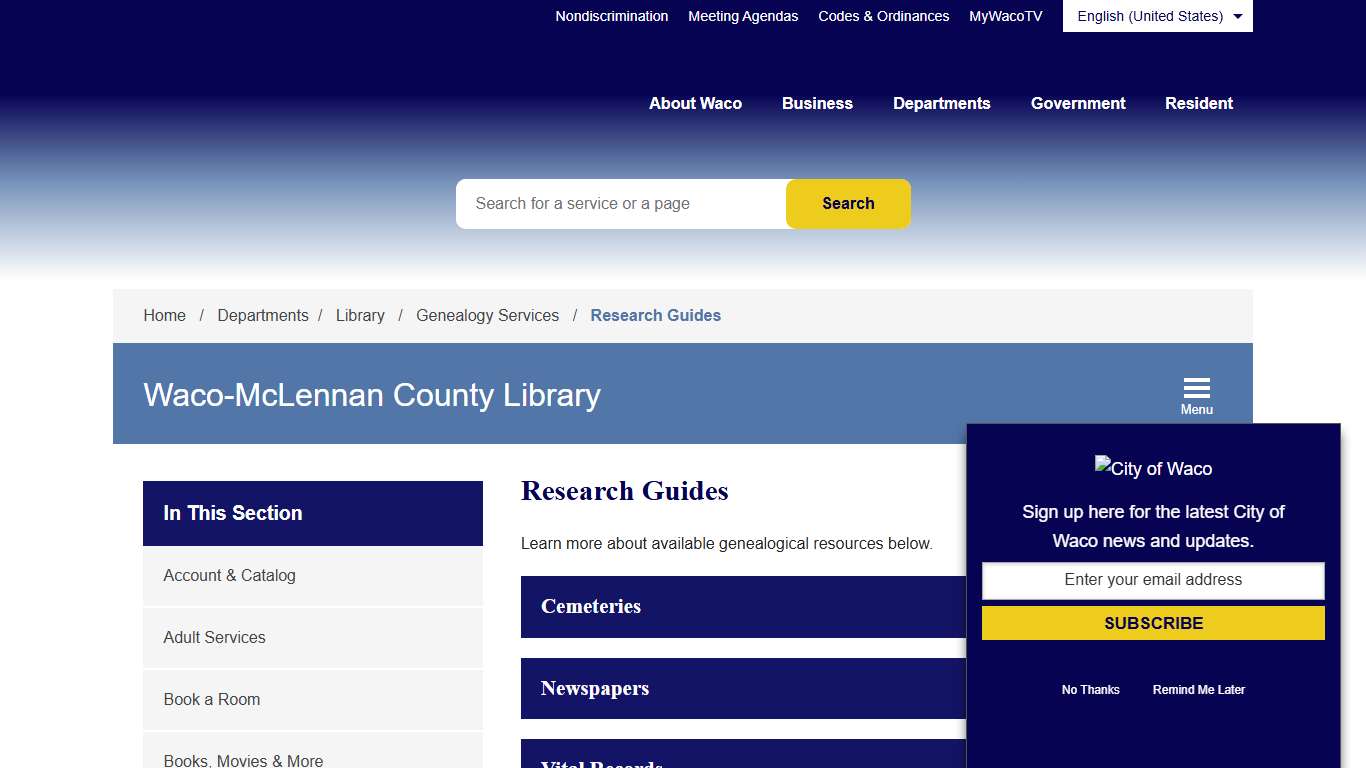 Research Guides City of Waco