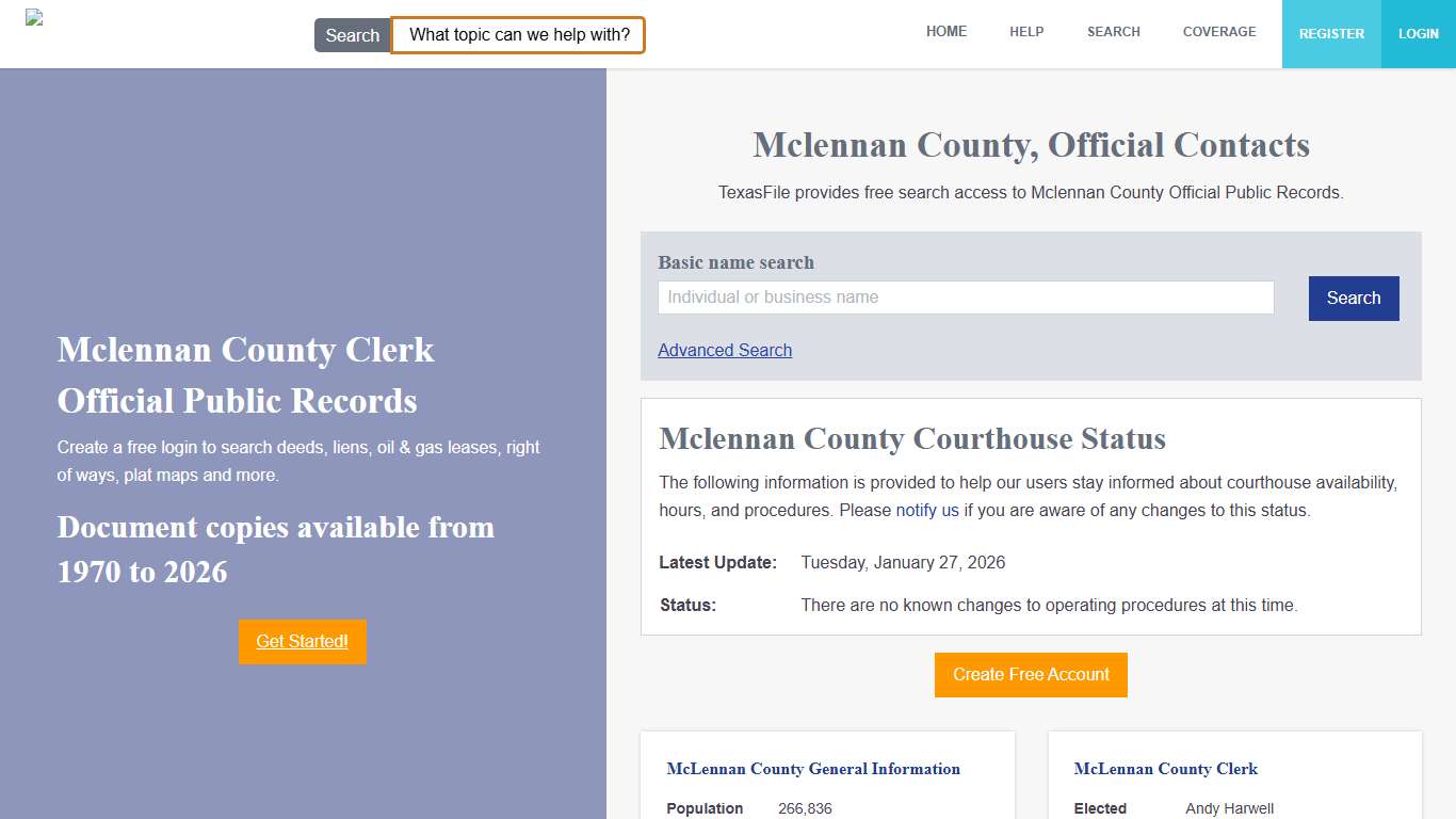 Mclennan County Clerk Official Public Records TexasFile